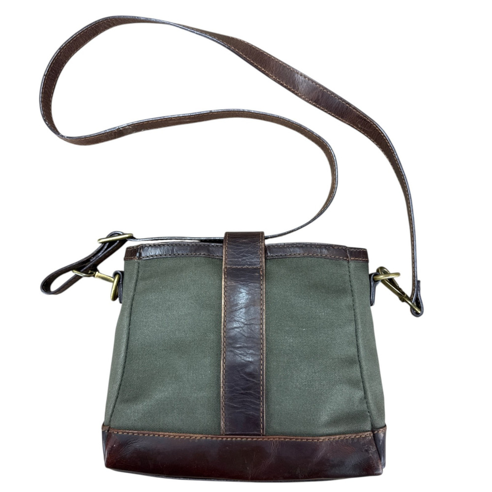 Orvis Battenkill Canvas Leather Crossbody Bag Grey Olive Utility Gorpcore Purse - Picture 2 of 15